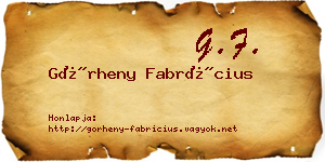 Görheny Fabrícius névjegykártya